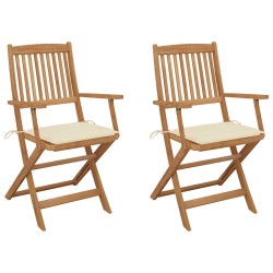 Chaises pliables de jardin lot de 2 avec coussins Bois d'acacia 548582548582