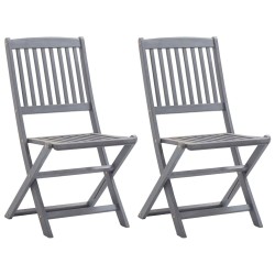 Chaises pliables d'extérieur lot de 2 et coussins Bois d'acacia 548602548602