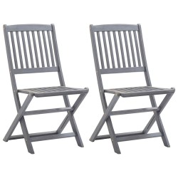 Chaises pliables d'extérieur lot de 2 et coussins Bois d'acacia 548606548606