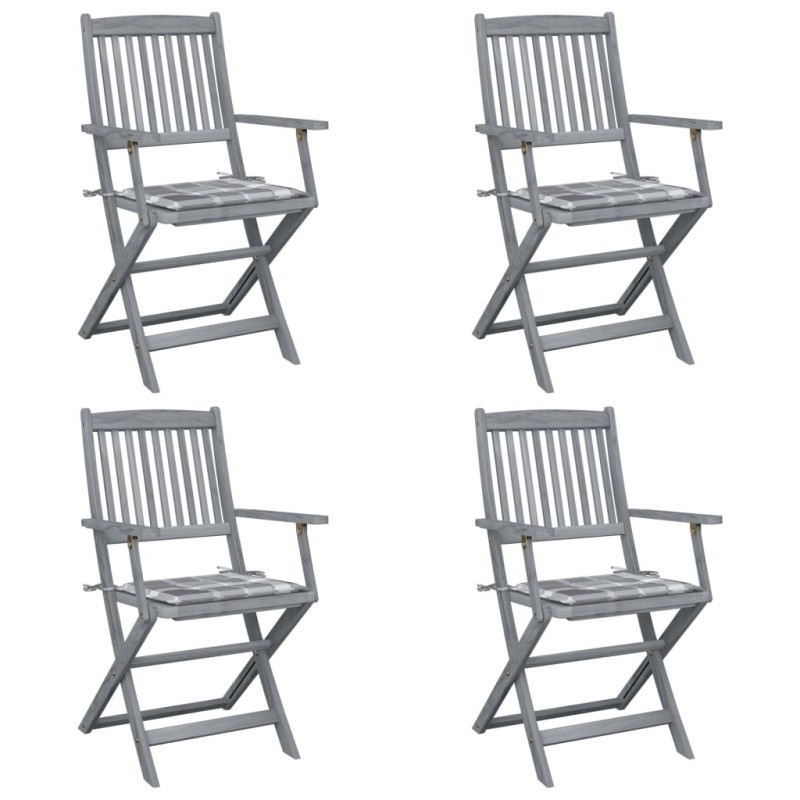 Chaises pliables d'extérieur lot de 4 et coussins Bois d'acacia 548608548608