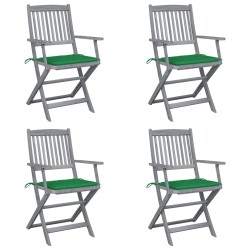 Chaises pliables d'extérieur lot de 4 et coussins Bois d'acacia 548609548609