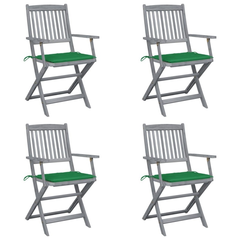 Chaises pliables d'extérieur lot de 4 et coussins Bois d'acacia 548609548609