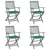 Chaises pliables d'extérieur lot de 4 et coussins Bois d'acacia 548609548609