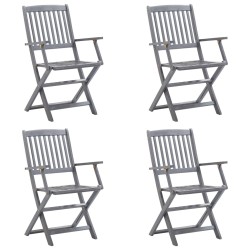 Chaises pliables d'extérieur lot de 4 et coussins Bois d'acacia 548610548610