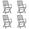 Chaises pliables d'extérieur lot de 4 et coussins Bois d'acacia 548610548610