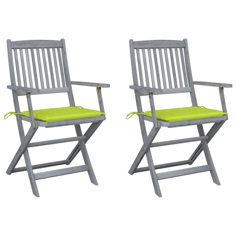 Chaises pliables d'extérieur lot de 2 et coussins Bois d'acacia 548623548623
