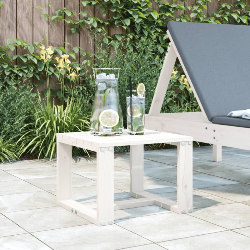 Table d'appoint de jardin blanc 40x38x28,5cm bois massif de pin 548626548626