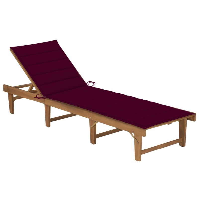 Chaise longue pliable avec coussin Bois d'acacia solide 548635548635