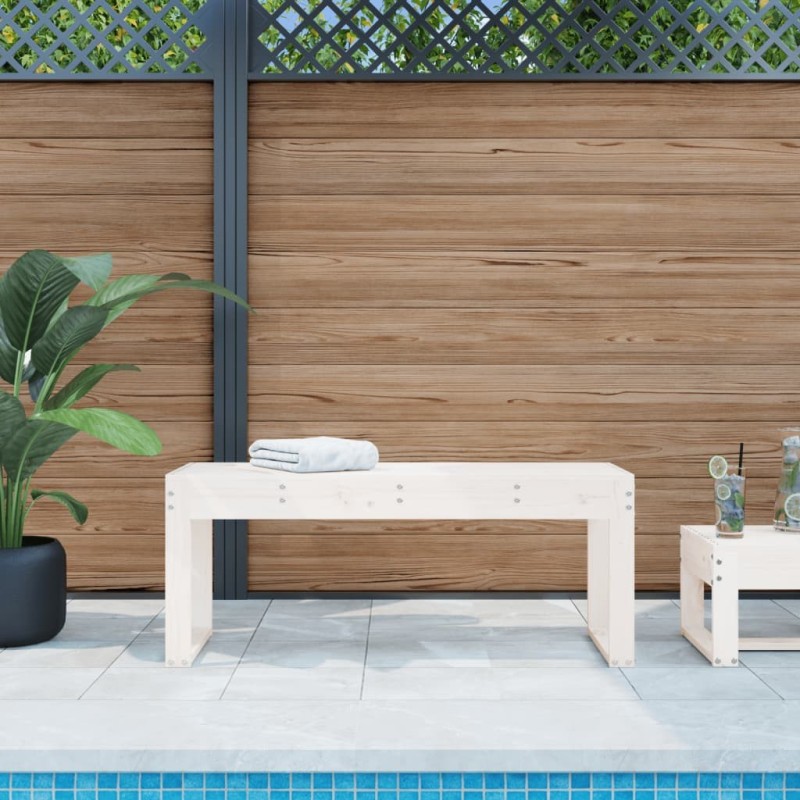 Banc de jardin blanc 110x38x45 cm bois massif de pin 548639548639