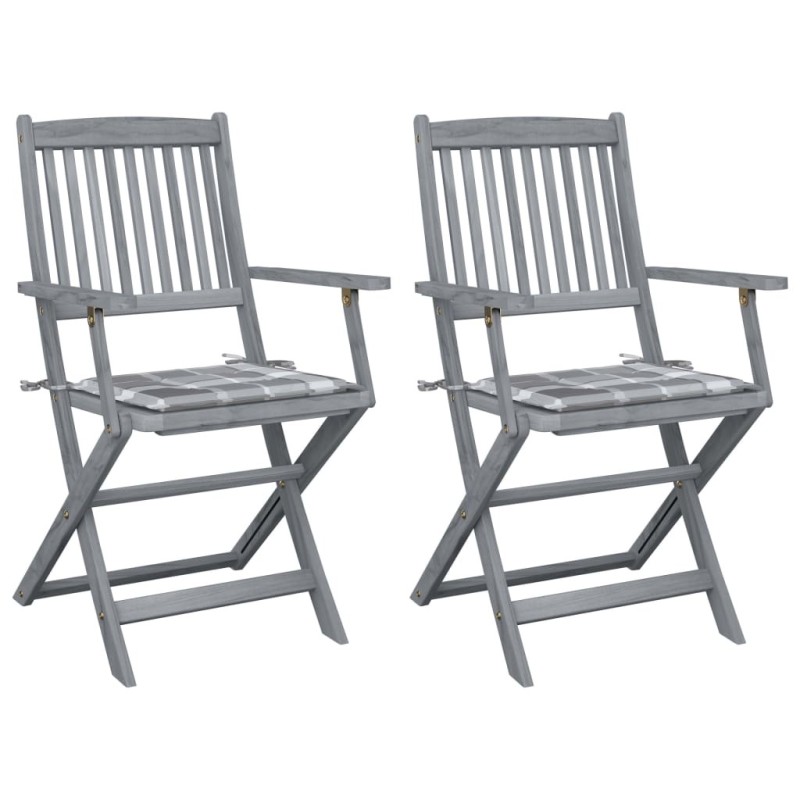 Chaises pliables d'extérieur lot de 2 et coussins Bois d'acacia 548652548652