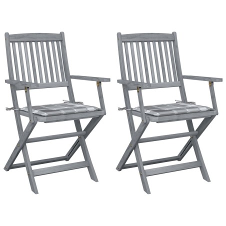 Chaises pliables d'extérieur lot de 2 et coussins Bois d'acacia 548652548652