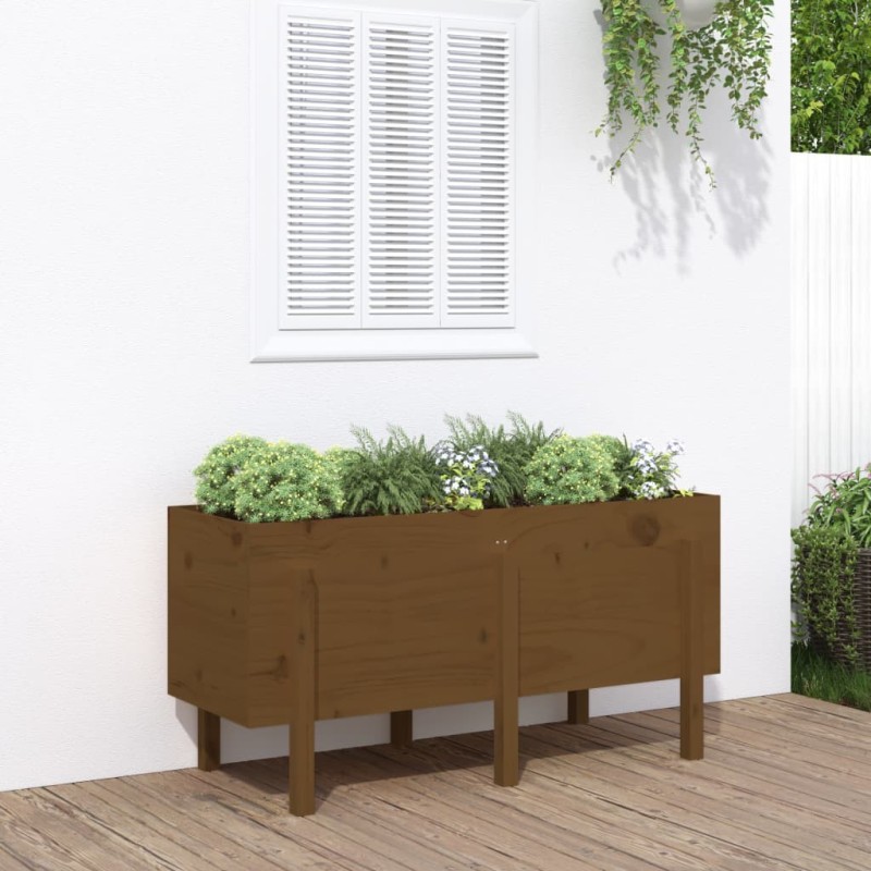 Lit surélevé de jardin brun miel 121x50x57cm bois de pin massif 548676548676