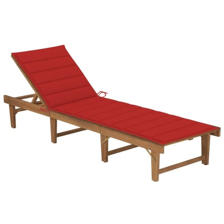 Chaise longue pliable avec coussin Bois d'acacia solide 548681548681