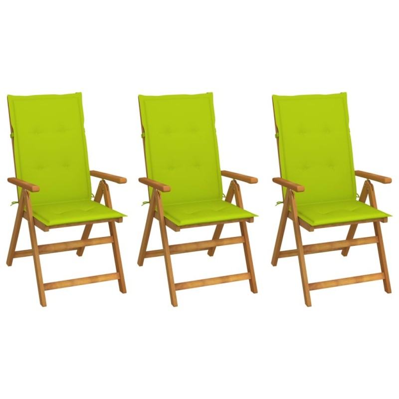 Chaises pliables de jardin lot de 3 avec coussins Bois d'acacia 548683548683