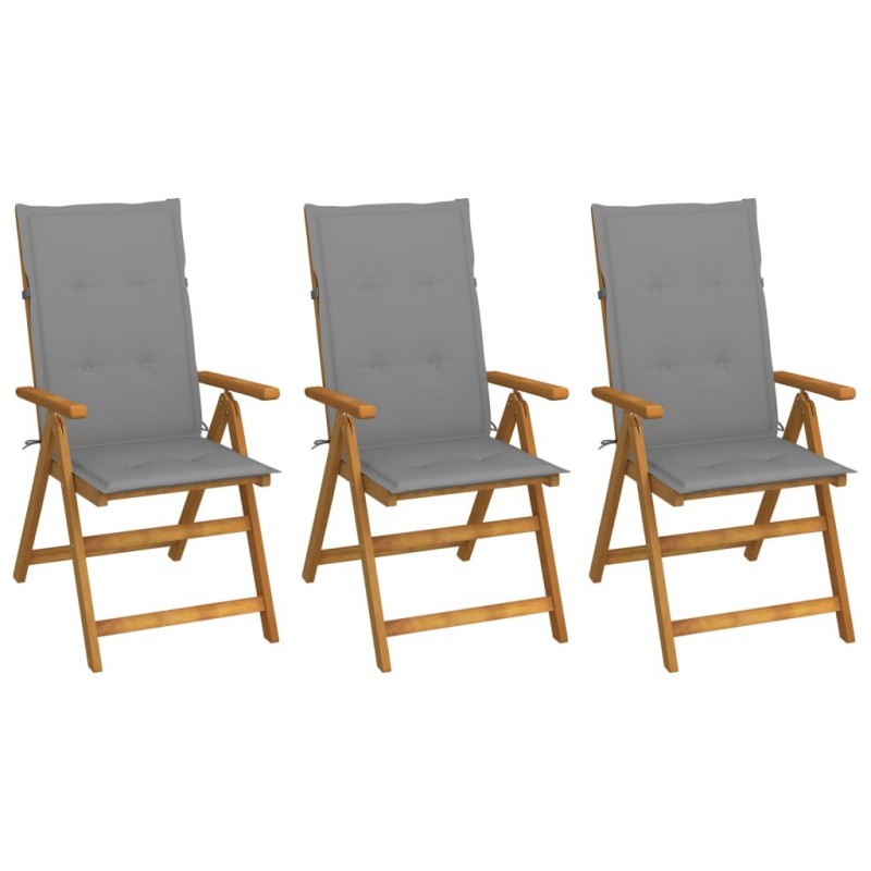 Chaises pliables de jardin lot de 3 avec coussins Bois d'acacia 548692548692