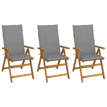 Chaises pliables de jardin lot de 3 avec coussins Bois d'acacia 548692548692