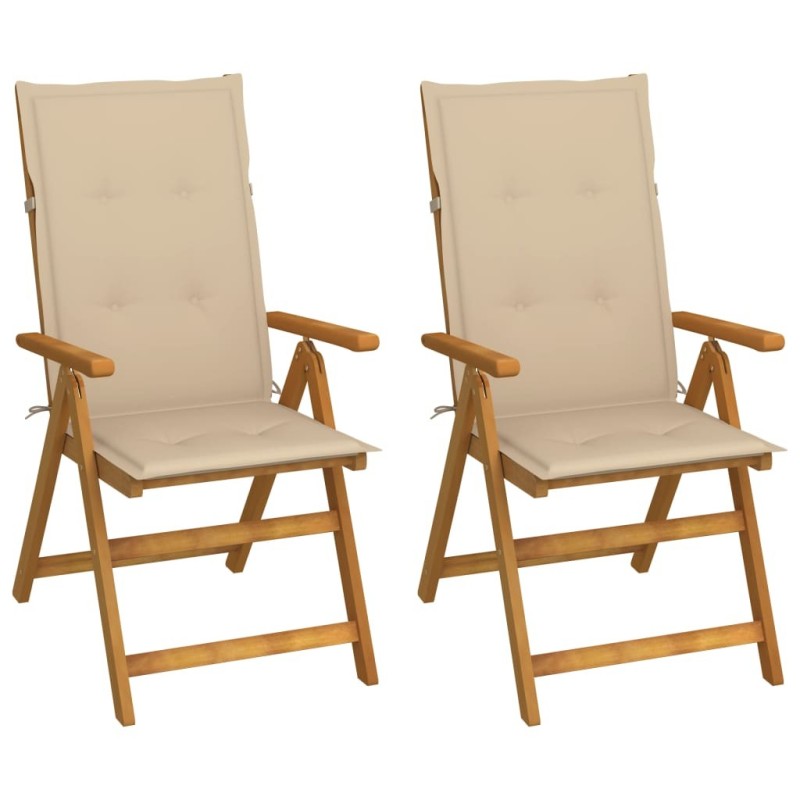 Chaises inclinables de jardin lot de 2 et coussins Bois acacia 548699548699