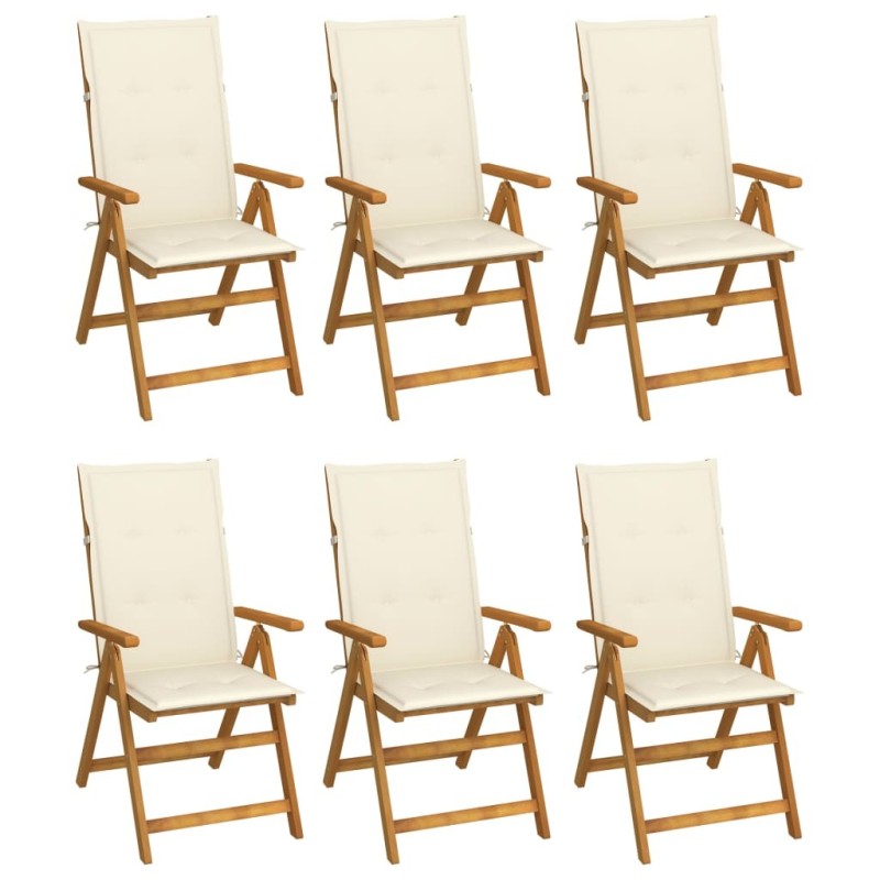 Chaises pliables de jardin lot de 6 avec coussins Bois d'acacia 548702548702