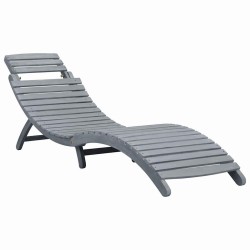 Chaise longue avec coussin Gris Bois d'acacia solide 548709548709
