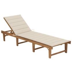 Chaise longue pliable avec coussin Bois d'acacia solide 548710548710
