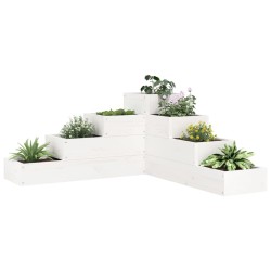 Jardinière 4 niveaux 80,5x79x36 cm blanc bois de pin massif 548712548712
