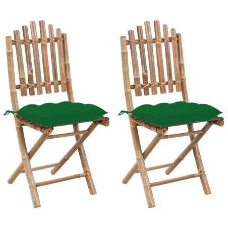 Chaises pliables de jardin lot de 2 avec coussins Bambou 548716548716