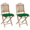 Chaises pliables de jardin lot de 2 avec coussins Bambou 548716548716