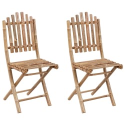 Chaises pliables de jardin lot de 2 avec coussins Bambou 548717548717