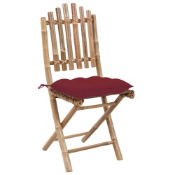 Chaises pliables de jardin lot de 2 avec coussins Bambou 548718548718