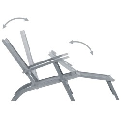 Chaise longue d'extérieur repose-pied et coussin Acacia solide 548724548724