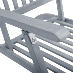 Chaise longue d'extérieur repose-pied et coussin Acacia solide 548726548726