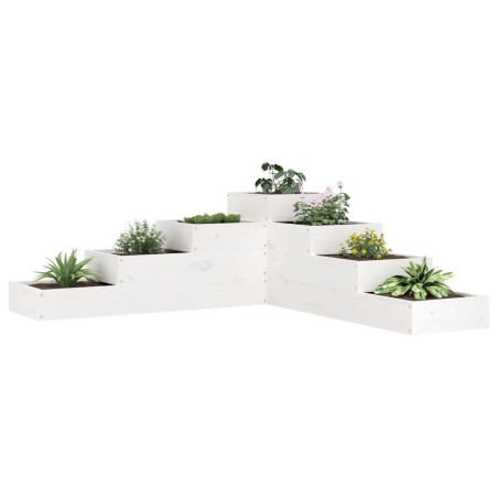 Jardinière 4 niveaux 106x104,5x36 cm blanc bois de pin massif 548728548728