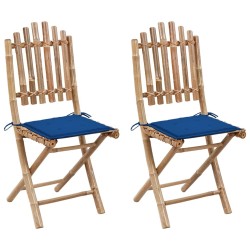 Chaises pliables de jardin lot de 2 avec coussins Bambou 548770548770
