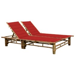 Chaise longue pour 2 personnes avec coussins Bambou 548789548789