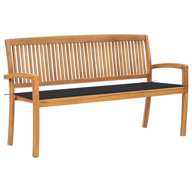 Banc de jardin empilable et coussin 159 cm Bois de teck massif 548793548793