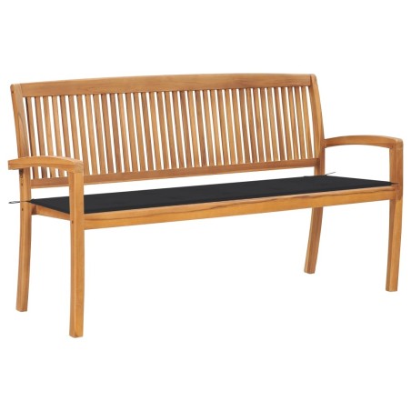 Banc de jardin empilable et coussin 159 cm Bois de teck massif 548793548793