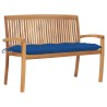 Banc de jardin empilable et coussin 128,5cm Bois de teck massif 548798548798