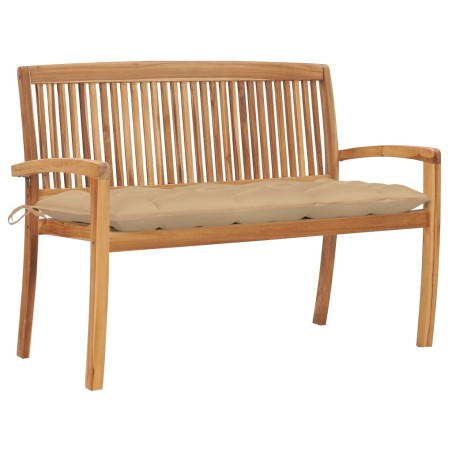 Banc de jardin empilable et coussin 128,5cm Bois de teck massif 548800548800