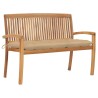 Banc de jardin empilable et coussin 128,5cm Bois de teck massif 548800548800