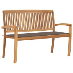 Banc de jardin empilable et coussin 128,5cm Bois de teck massif 548804548804