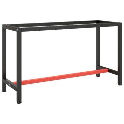 Cadre de banc de travail Noir et rouge mat 140x50x79 cm Métal 548805548805