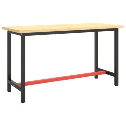 Cadre de banc de travail Noir et rouge mat 140x50x79 cm Métal 548805548805