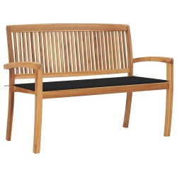 Banc de jardin empilable et coussin 128,5cm Bois de teck massif 548809548809