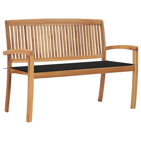 Banc de jardin empilable et coussin 128,5cm Bois de teck massif 548809548809