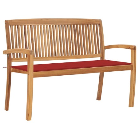 Banc de jardin empilable et coussin 128,5cm Bois de teck massif 548811548811