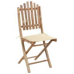 Chaises pliables de jardin lot de 2 avec coussins Bambou 548845548845