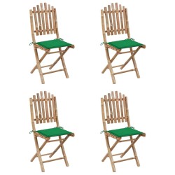 Mobilier à dîner d'extérieur pliable 5 pcs avec coussins bambou 548861548861