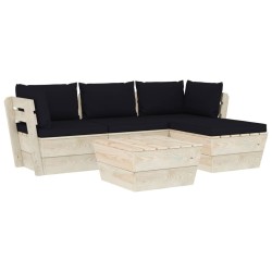 Salon de jardin palette 5 pcs avec coussins bois d'épicéa 548876548876