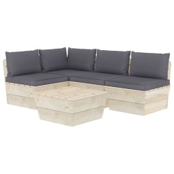 Salon de jardin palette 5 pcs avec coussins bois d'épicéa 548880548880