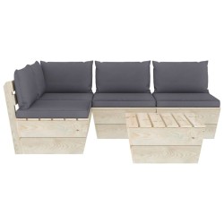 Salon de jardin palette 5 pcs avec coussins bois d'épicéa 548880548880